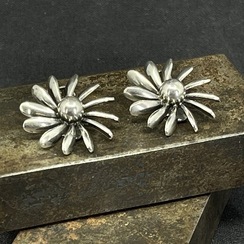 Art deco ear clips in silver