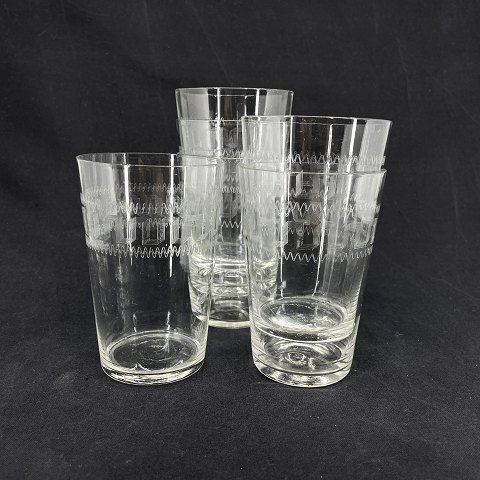 Six water glasses with fine etched decoration