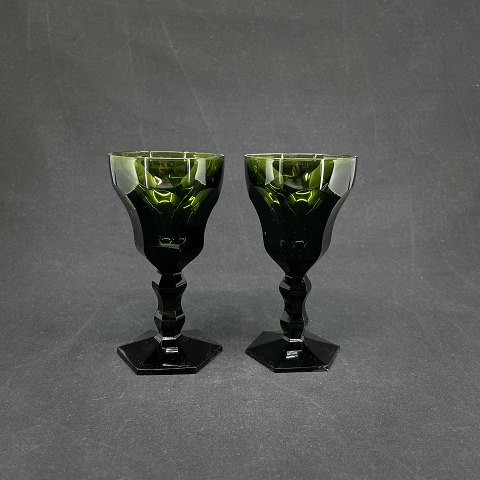 A set of dark green Lalaing white wine glass
