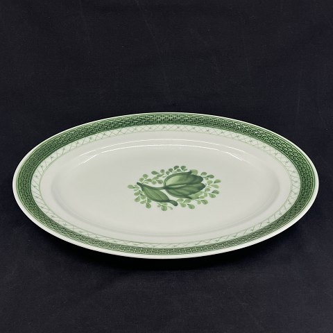 Grøn Tranquebar ovalt fad, 32 cm.