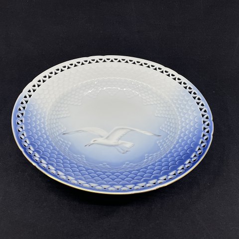 Seagull with gold rim, deep plate, pierced