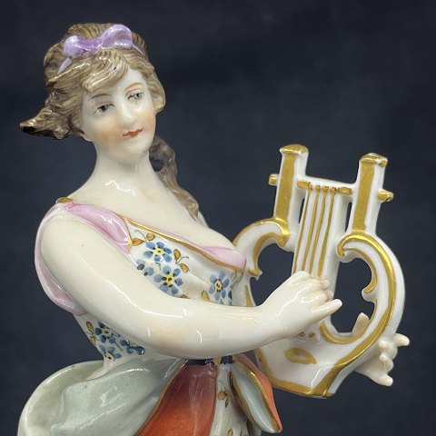 19th century Meissen figure of a lady with a lyre