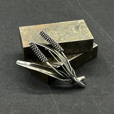Brooch in silver with typha